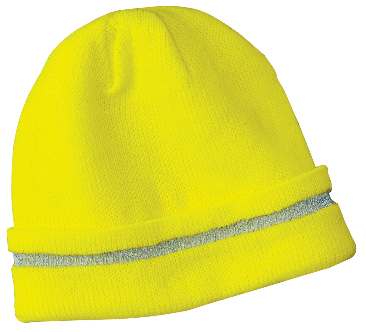 CornerStone - Enhanced Visibility Beanie with Reflective Stripe (SAN-CS800) - Safety Yellow/ Reflective