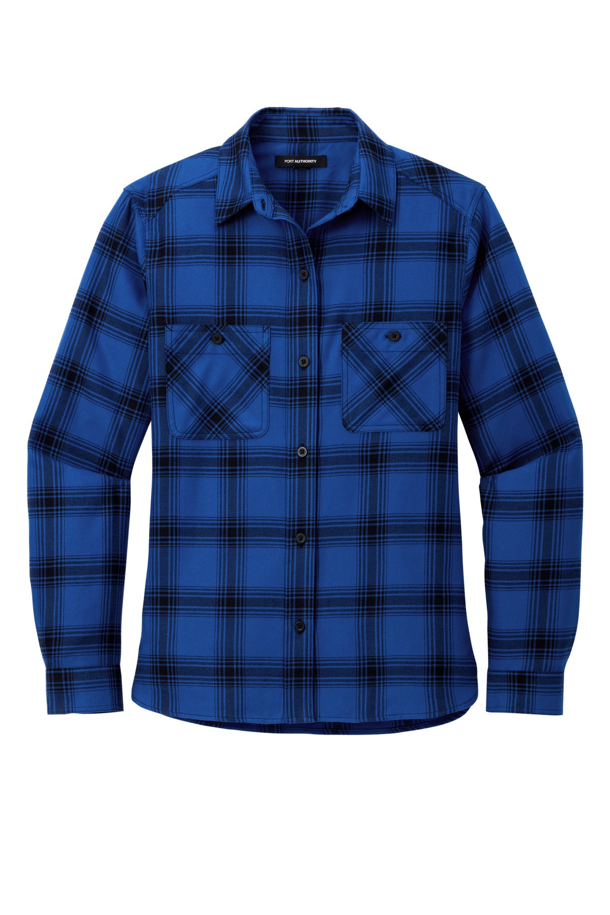Port Authority Women's Plaid Flannel Shirt (SAN-LW669) - Royal/ Black Open Plaid