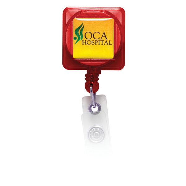 Square Domed Retractable Badge Holder with Alligator Clip (KS-BH103)