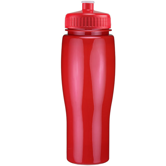 24oz Contour Bottle with Push Pull Lid (KS-0373) - Red Red
