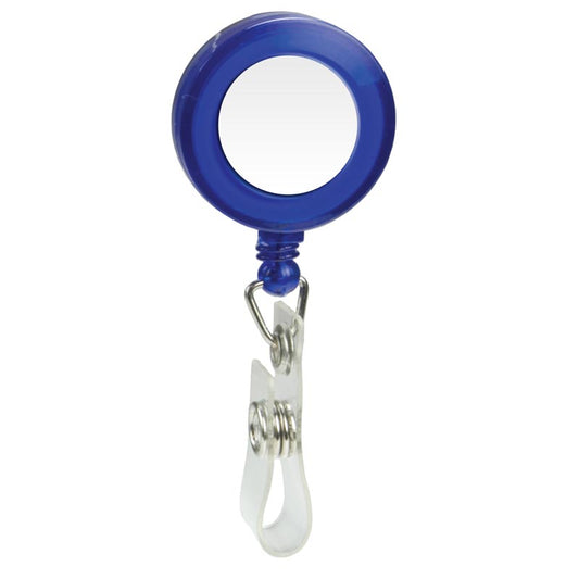 Round Domed Retractable Badge Holder with Alligator Clip (KS-BH104) - Tblue