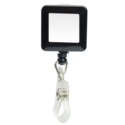 Square Domed Retractable Badge Holder with Alligator Clip (KS-BH103) - Black