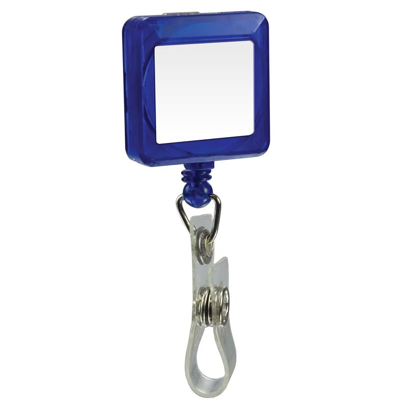 Square Domed Retractable Badge Holder with Alligator Clip (KS-BH103) - Tblue