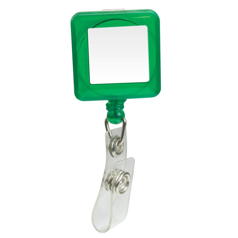 Square Domed Retractable Badge Holder with Alligator Clip (KS-BH103) - Tgreen