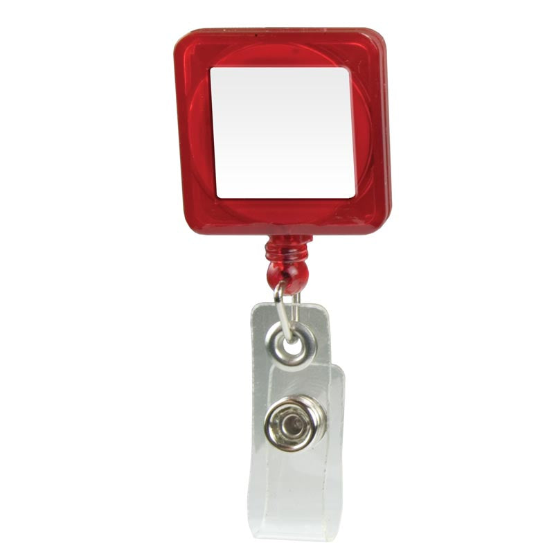 Square Domed Retractable Badge Holder with Alligator Clip (KS-BH103) - Tred