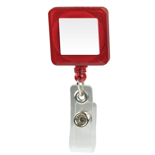 Square Domed Retractable Badge Holder with Slide on Clip (KS-BH101) - Tred
