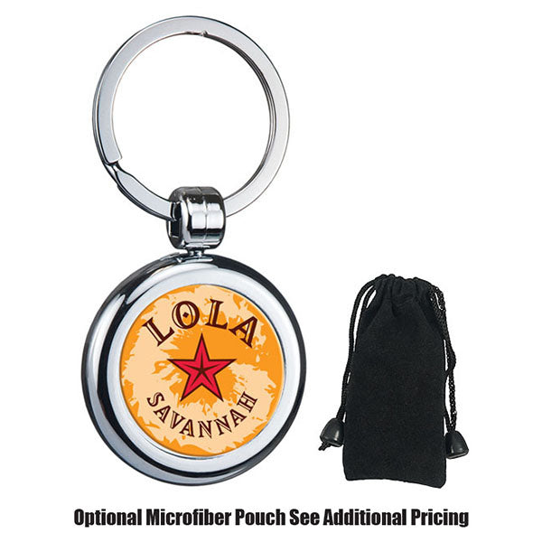 Round Two Sided Budget Chrome Plated Domed Keytag (KS-0111)
