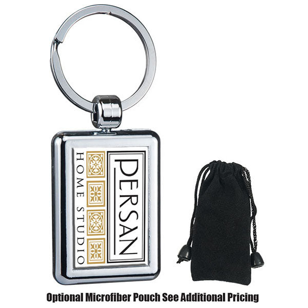 Rectangle Two Sided Budget Chrome Plated Domed Keytag (KS-0114)