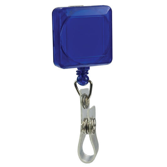 Square Pad Print Retractable Badge Holder with Alligator Clip (KS-BH107) - Tblue