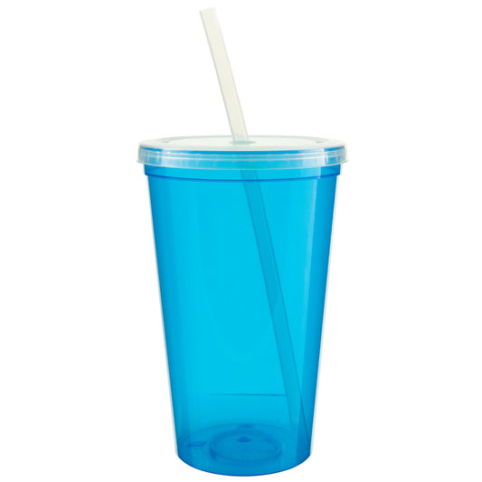 22oz Stadium Cup with Lid and Straw (KS-0459L) - Tblue