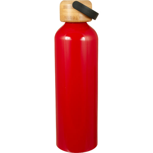 24oz Recycled Aluminum Bottle with Bamboo Lid (KS-8015) - Red