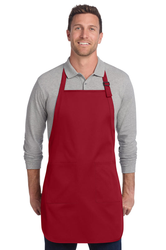Port Authority Full-Length Two-Pocket Bib Apron (SAN-A600) - Red
