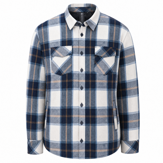 Burnside Quilted Flannel Jacket (OS-8610) - NAVY/ECRU