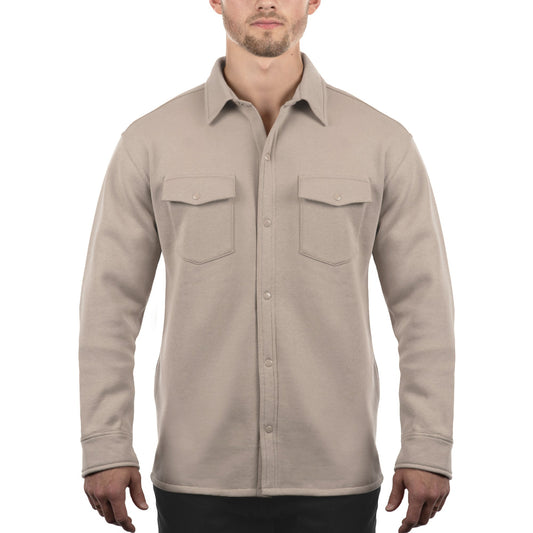 Burnside Fleece Snap Shacket (OS-B8760) - BONE