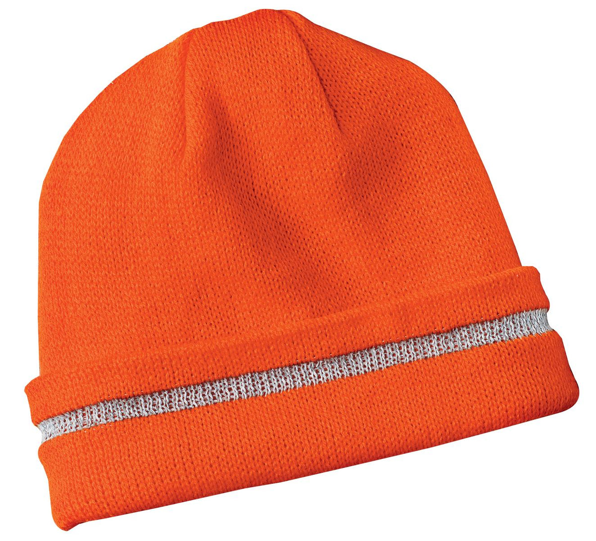 CornerStone - Enhanced Visibility Beanie with Reflective Stripe (SAN-CS800) - Safety Orange/ Reflective