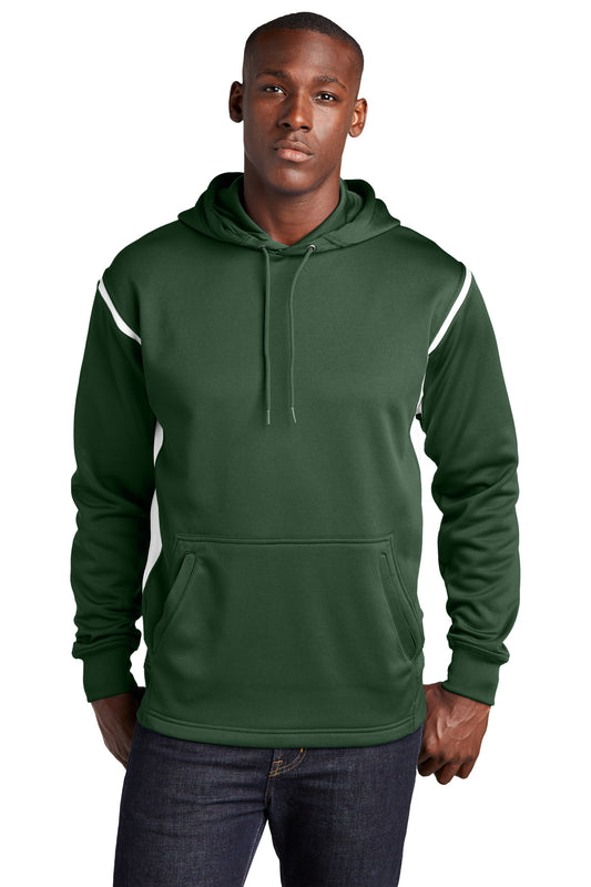 Sport-Tek Tech Fleece Colorblock Hoodie (SAN-F246) - Forest Green/ White