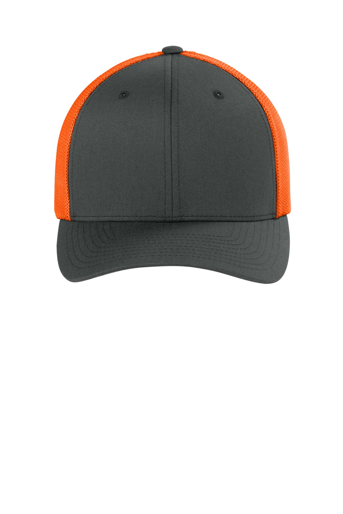 Flexfit Trucker Mesh Cap (SAN-FF6511) - Charcoal/ Neon Orange