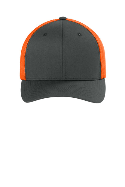 Flexfit Trucker Mesh Cap (SAN-FF6511) - Charcoal/ Neon Orange