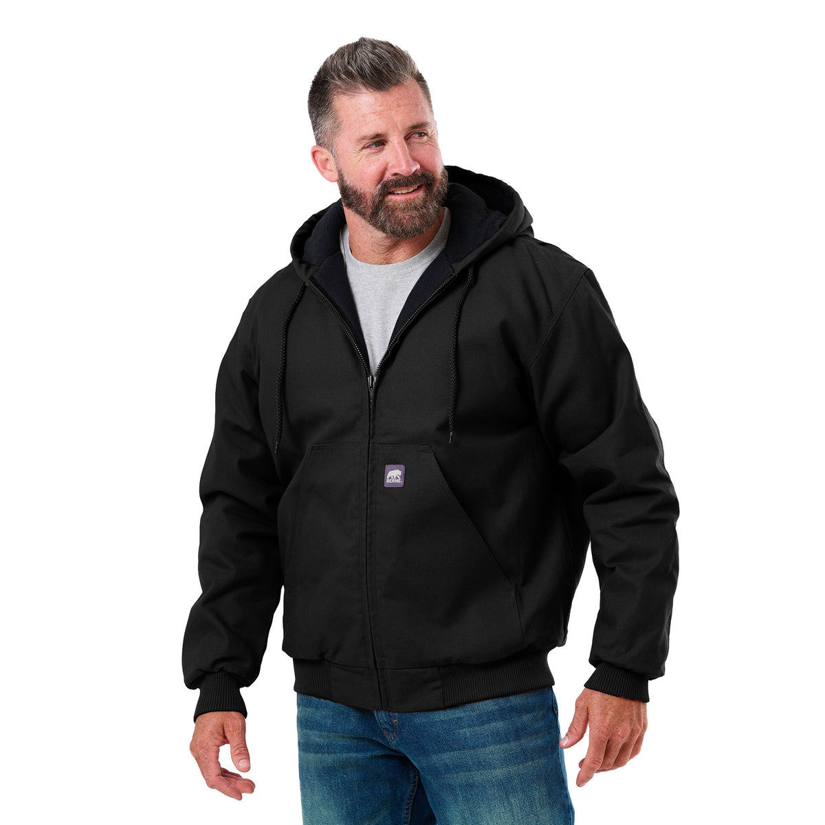 Berne Heritage Hooded Work Jacket (OS-HJ51) - Black