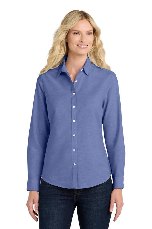 Port Authority Women's SuperPro Oxford Shirt (SAN-L658) - Navy