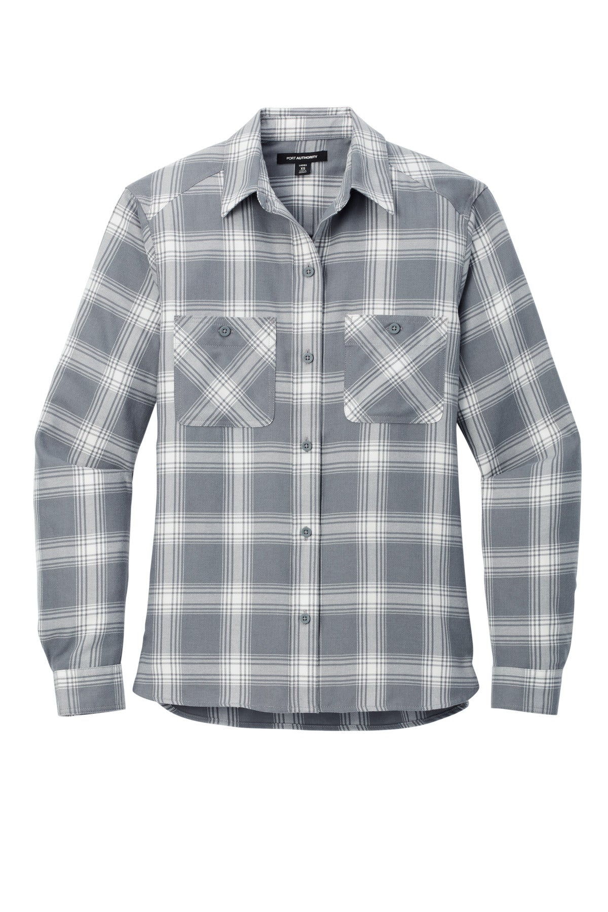 Port Authority Women's Plaid Flannel Shirt (SAN-LW669) - Grey/ Cream Open Plaid
