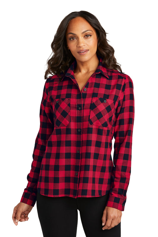 Port Authority Women's Plaid Flannel Shirt (SAN-LW669) - Red/ Black Buffalo Check