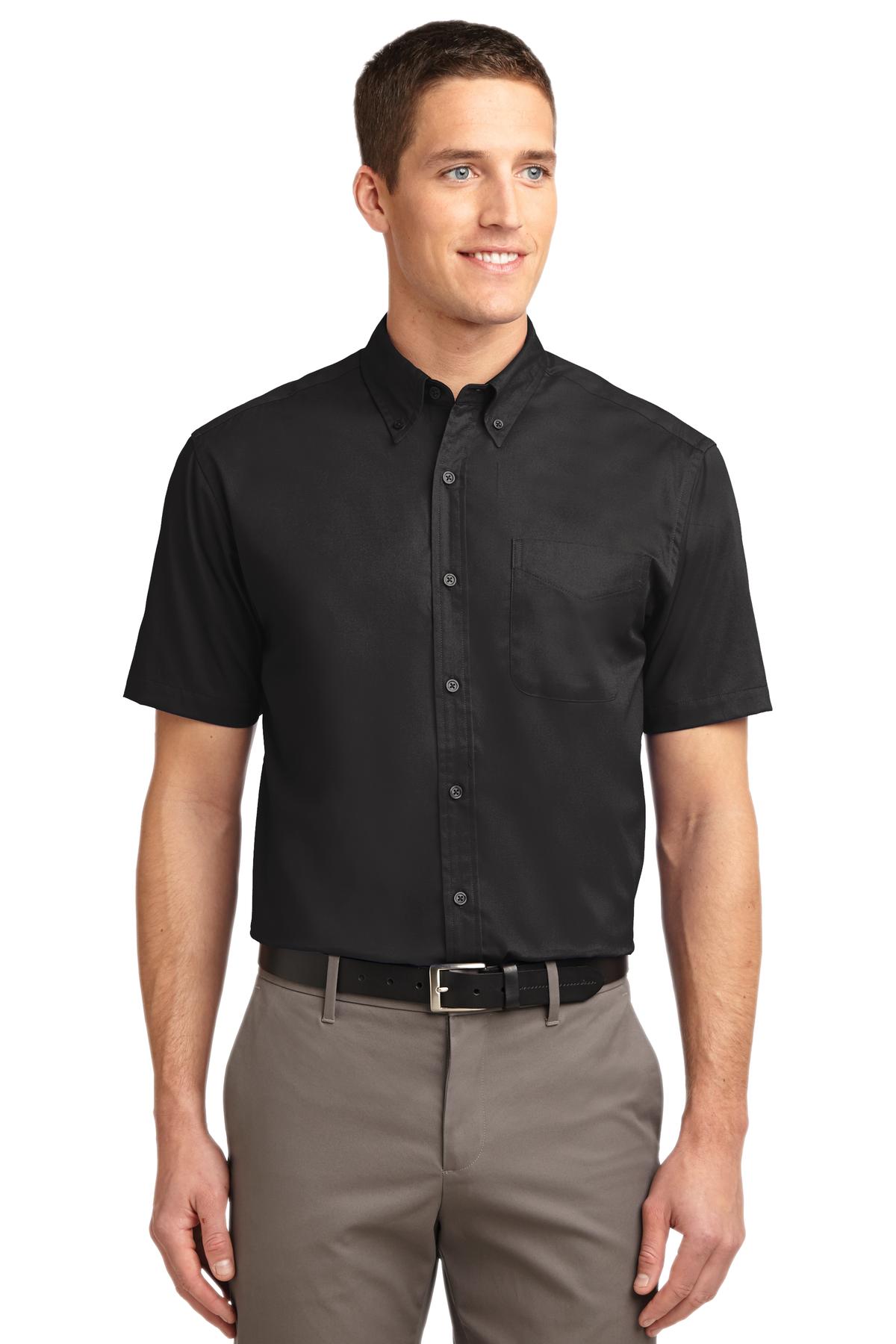 Port Authority S/S Easy Care Shirt (SAN-S508) - Black/ Light Stone