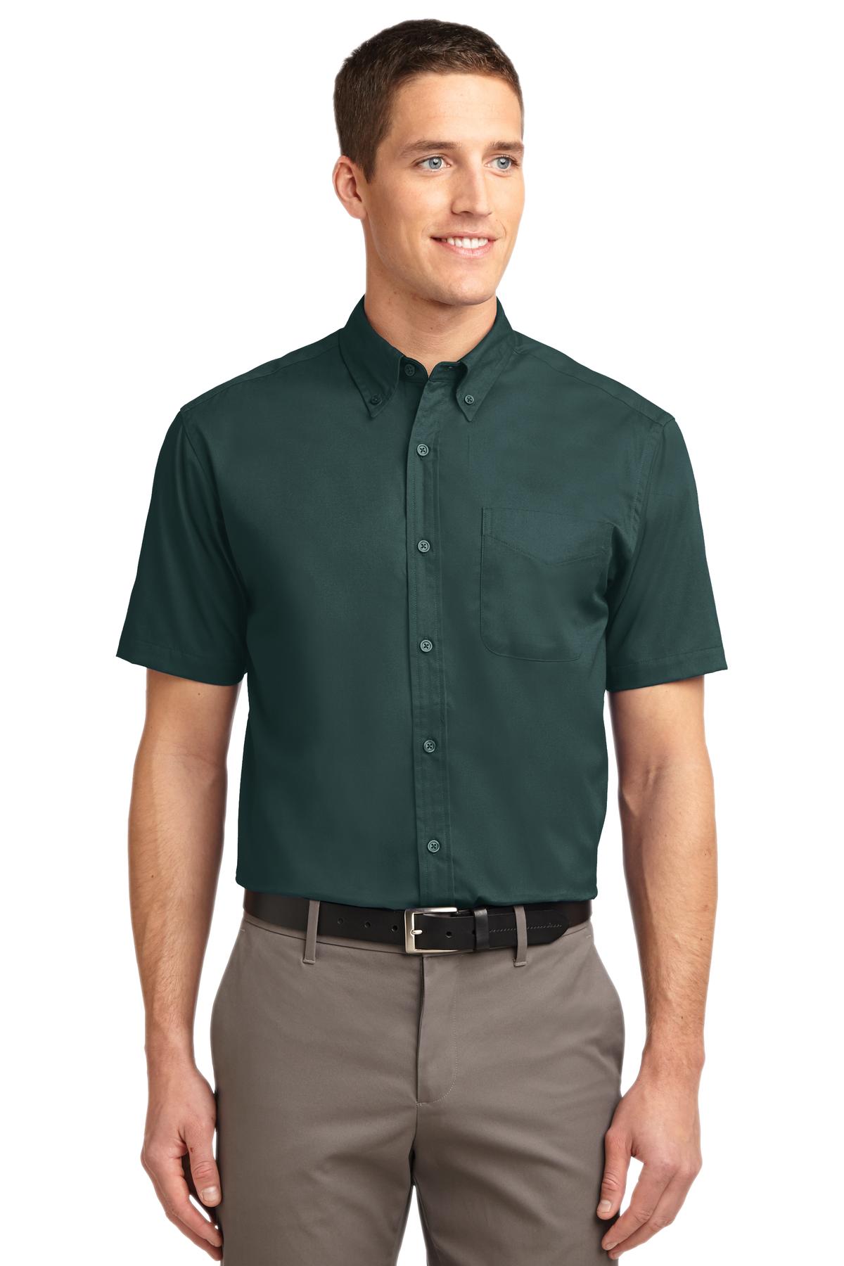 Port Authority S/S Easy Care Shirt (SAN-S508) - Dark Green/ Navy