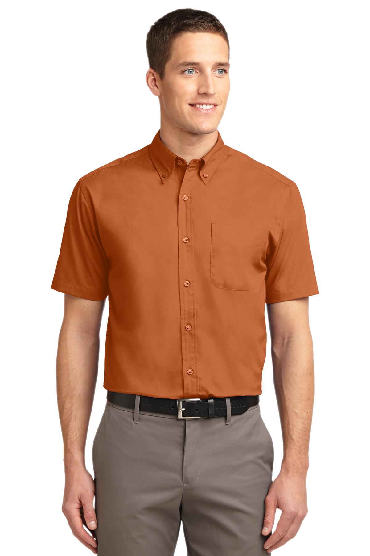 Port Authority S/S Easy Care Shirt (SAN-S508) - Texas Orange/ Light Stone