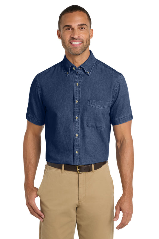 Port & Co Short Sleeve Value Denim Shirt (SAN-SP11) - Ink Blue