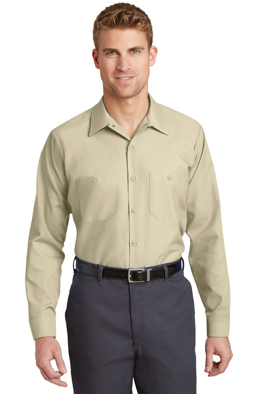 Red Kap Long Sleeve Industrial Work Shirt (SAN-SP14) - Light Tan