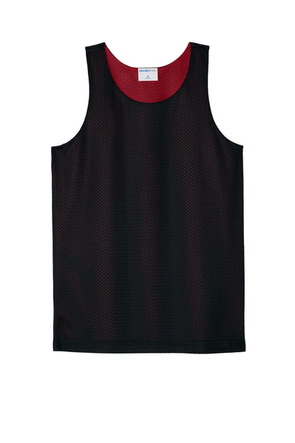 Sport-Tek Youth PosiCharge Reversible Mesh Tank (SAN-YST5000) - Black/ Deep Red