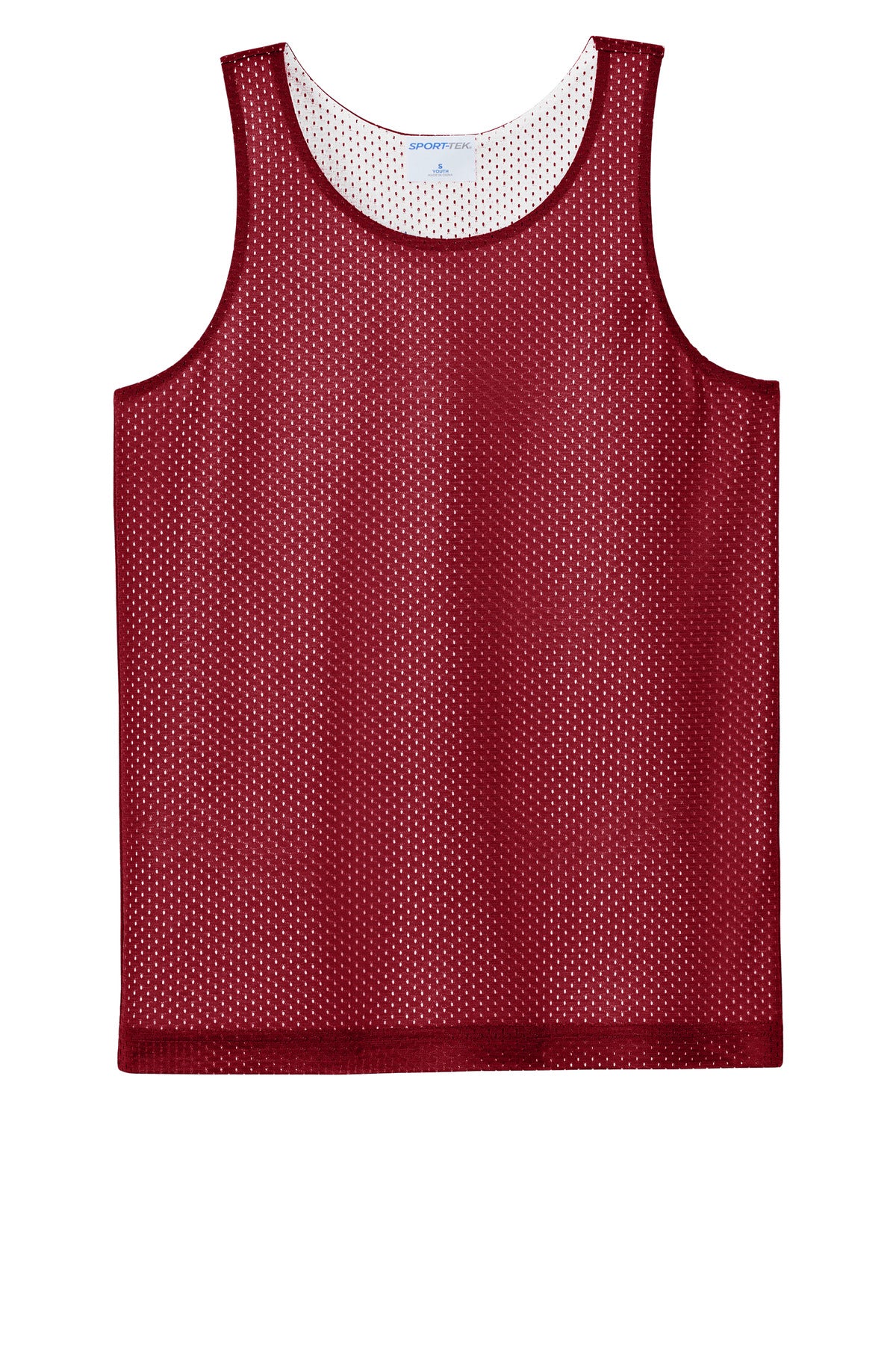 Sport-Tek Youth PosiCharge Reversible Mesh Tank (SAN-YST5000) - Deep Red/ White