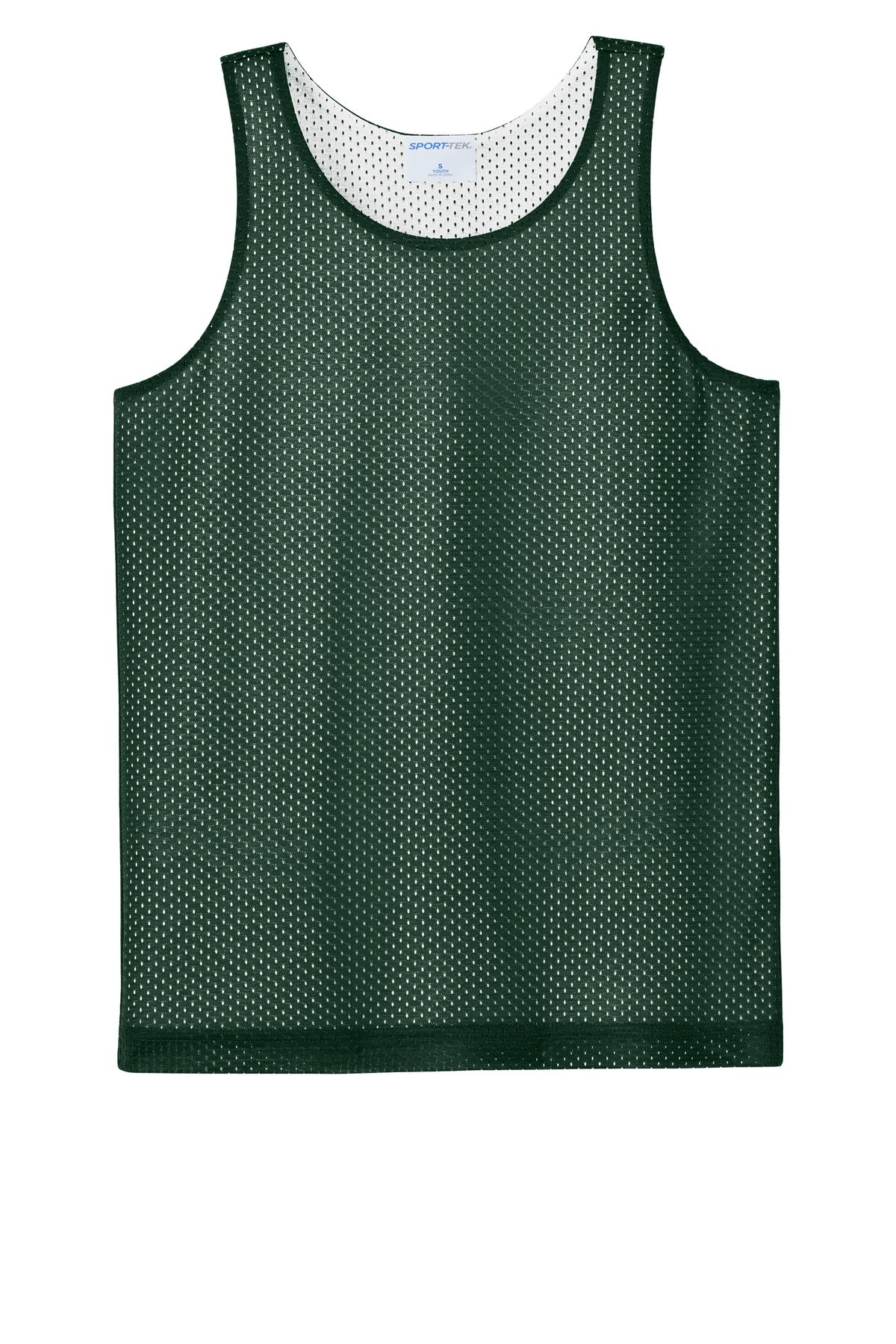 Sport-Tek Youth PosiCharge Reversible Mesh Tank (SAN-YST5000) - Forest Green/ White