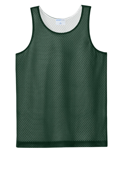 Sport-Tek Youth PosiCharge Reversible Mesh Tank (SAN-YST5000) - Forest Green/ White