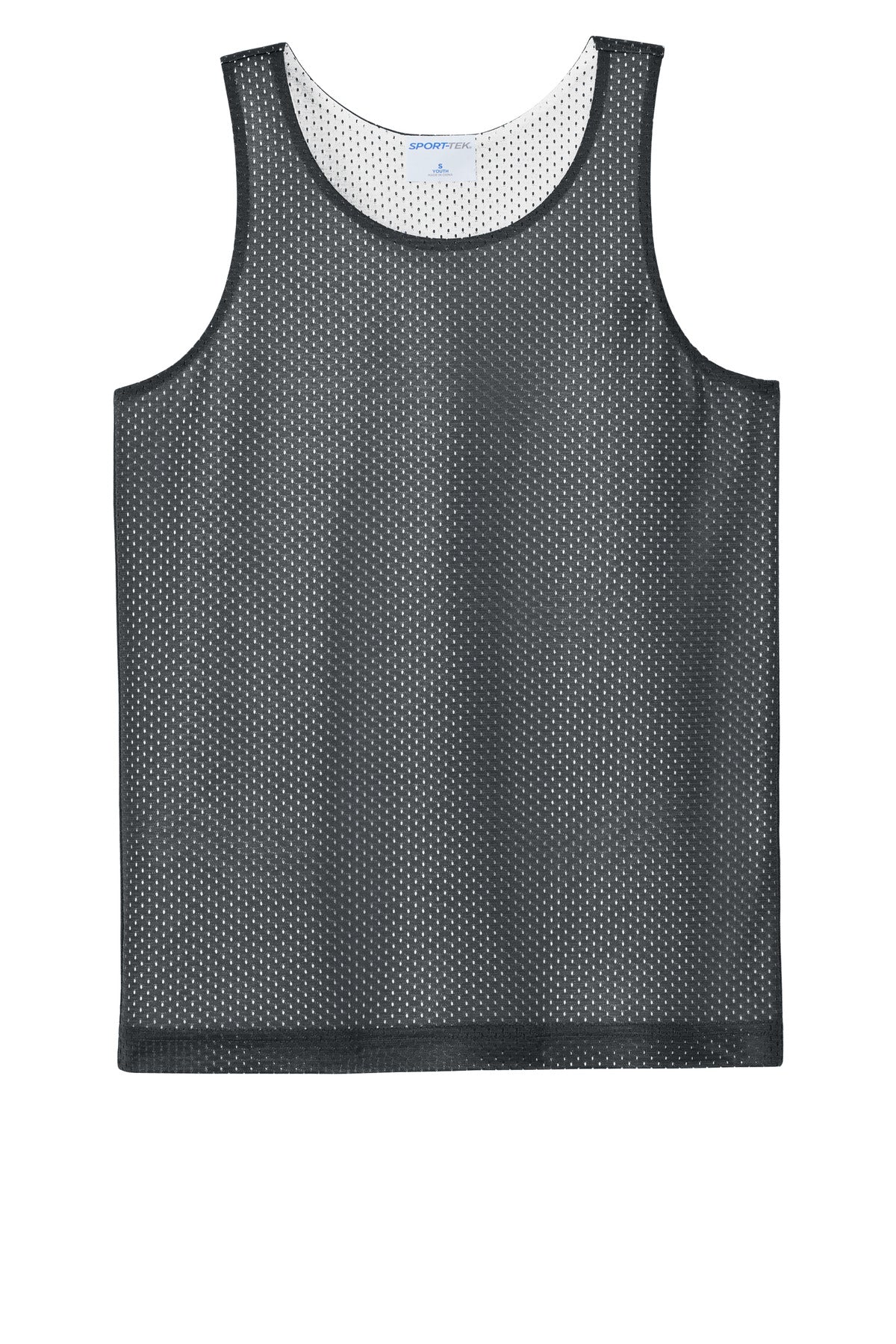 Sport-Tek Youth PosiCharge Reversible Mesh Tank (SAN-YST5000) - Iron Grey/ White